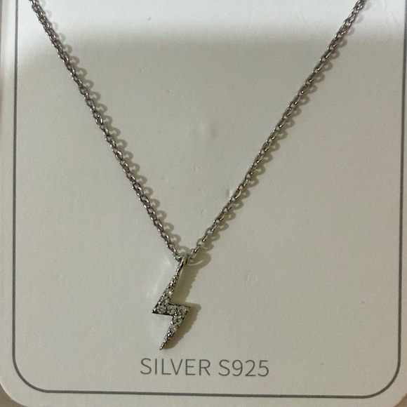 Sterling Silver S925 Lightning Pendant Women’s Necklace - Picture 2 of 4